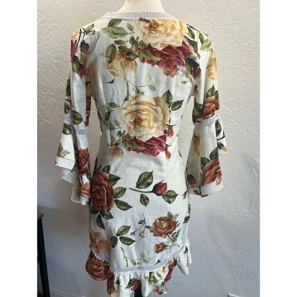 Empress Brasil Isabel Floral Ruffle Mini Dress Tie Front Size S One Size - Picture 2 of 16